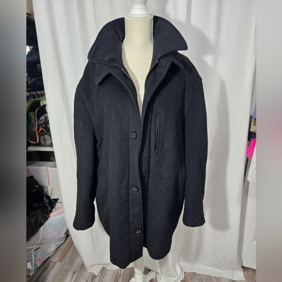 Chaps Men’s Wool Blend Black Coat Size 44 Regular - Picture 3 of 9
